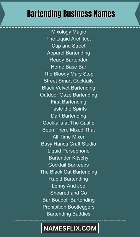 Best Bartender Business Name Ideas 2023