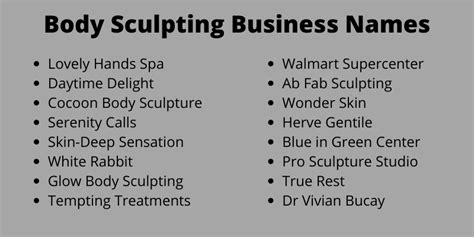 Best Body Sculpting Business Name Ideas