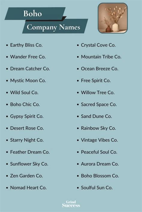 Top 10 Boho Business Name Ideas