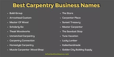 Top Business Name Ideas for Carpenters to Boost Your Brand