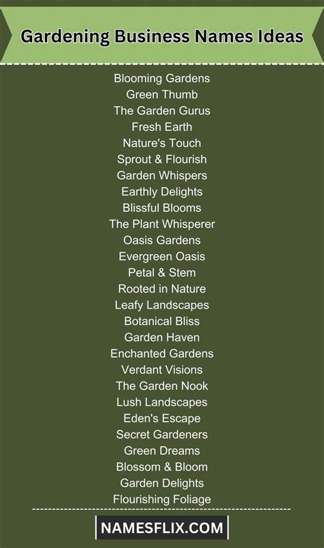 Catchy Business Name Ideas for Garden Center or Nursery