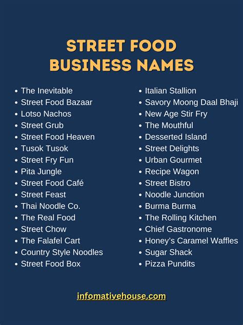 Business Name Ideas for Street Food: Elevate Your Mobile Cuisine Brand