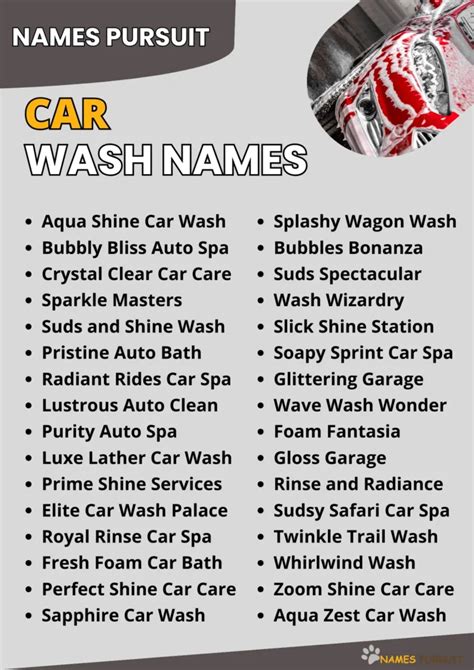 Top 10 Creative Car Washing Business Name Ideas You'll Love