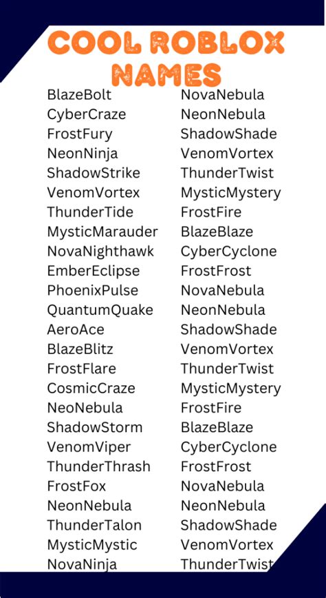 Cool Names On Roblox