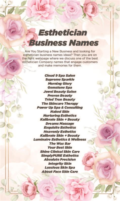 Best Esthetics Business Name Ideas Revealed