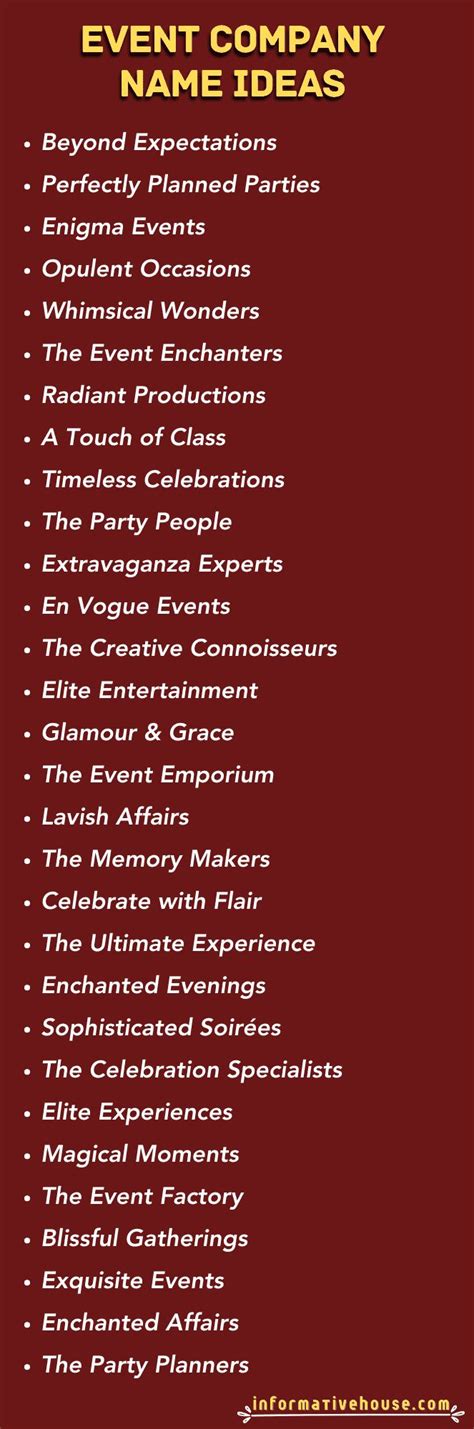 Top Event Company Business Name Ideas to Boost Your Brand