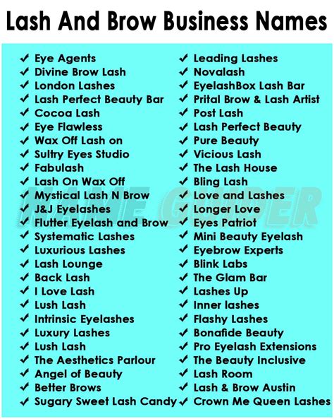 Best Eyelash & Brow Business Name Ideas