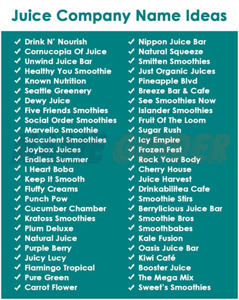 Fresh Juice Business Name Ideas Inspire Innovation
