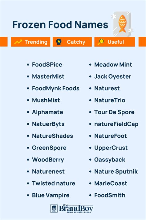 Creative Frozen Food Brand Names Ideas