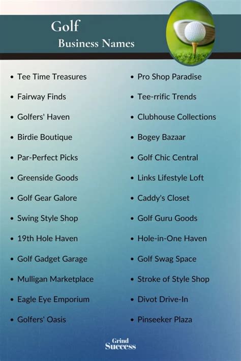 Best Golf Business Name Ideas