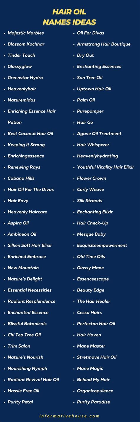 Best Hair Oil Business Name Ideas