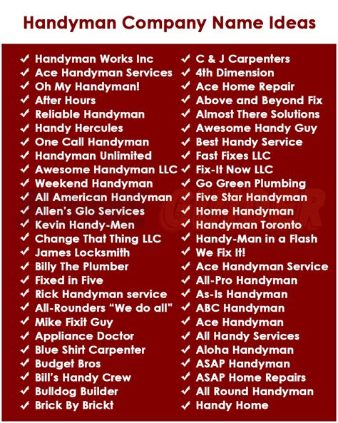 Top 10 Creative Handy Man Business Name Ideas for Your Startup