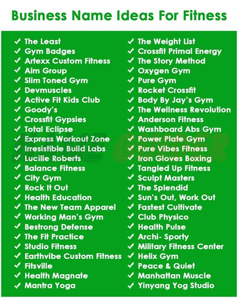 Best Health & Fitness Brand Names Ideas