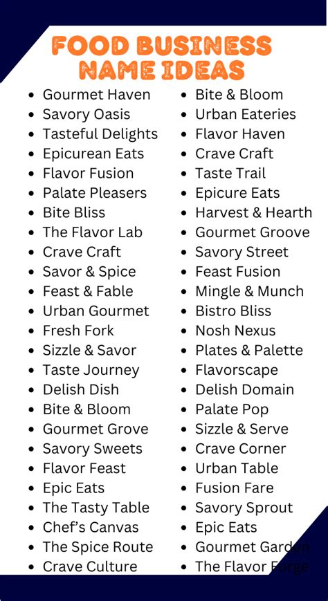 Best Homemade Food Business Name Ideas