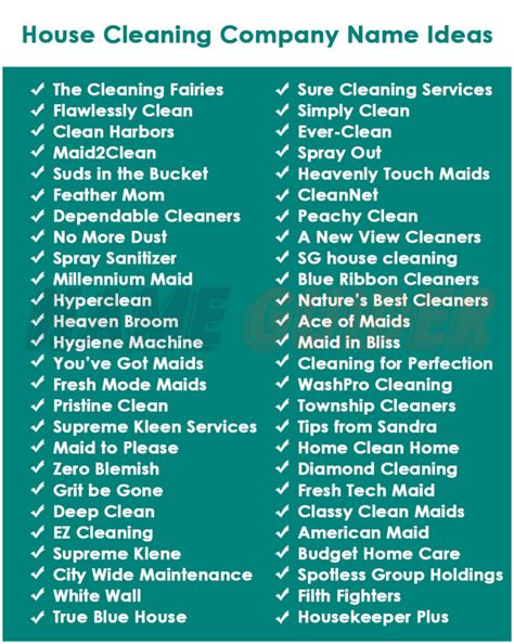 Top House Cleaning Biz Name Ideas!