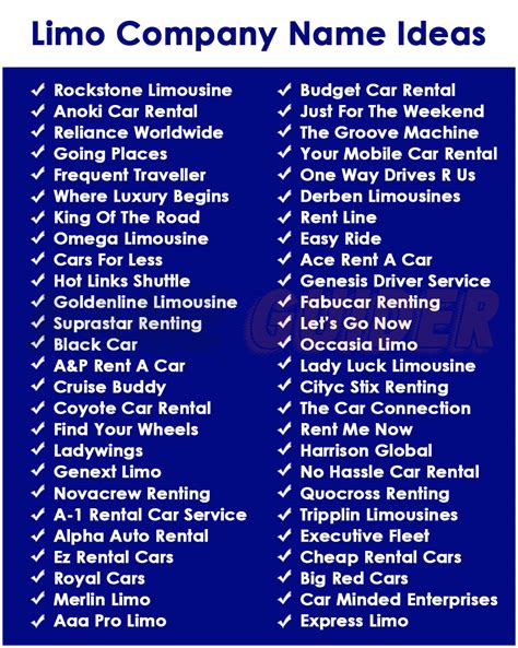 Top 10 Professional Limo Business Name Ideas That Stand Out