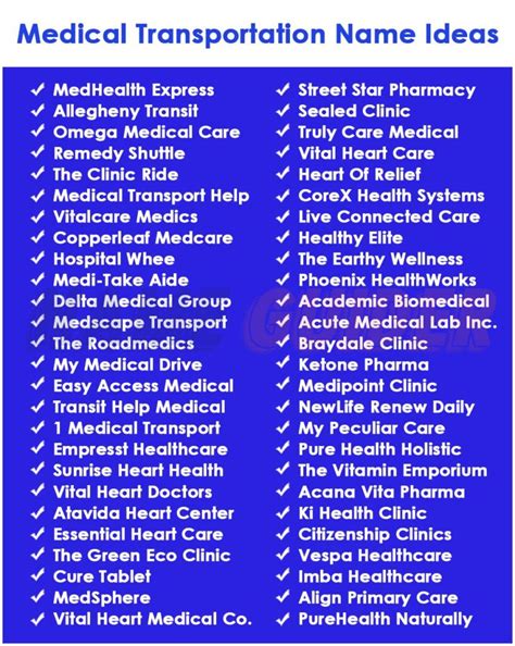 Top Medical Transport Business Name Ideas