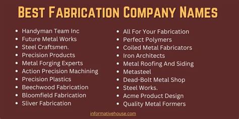 Top Metal Fabrication Business Name Ideas to Boost Your Brand