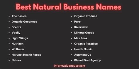 Best Natural Business Name Ideas Unveiled