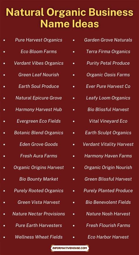 Top Organic Food Business Name Ideas for 2023