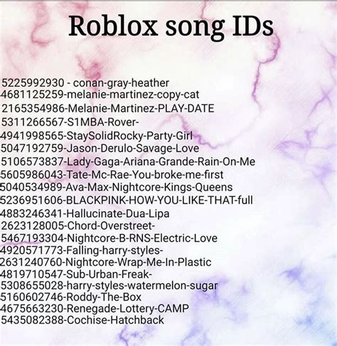 Roblox Songs Codes