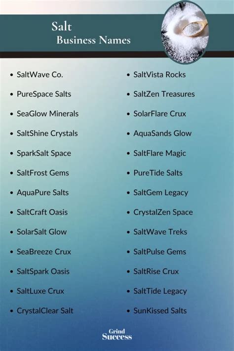 Best Salt Business Name Ideas