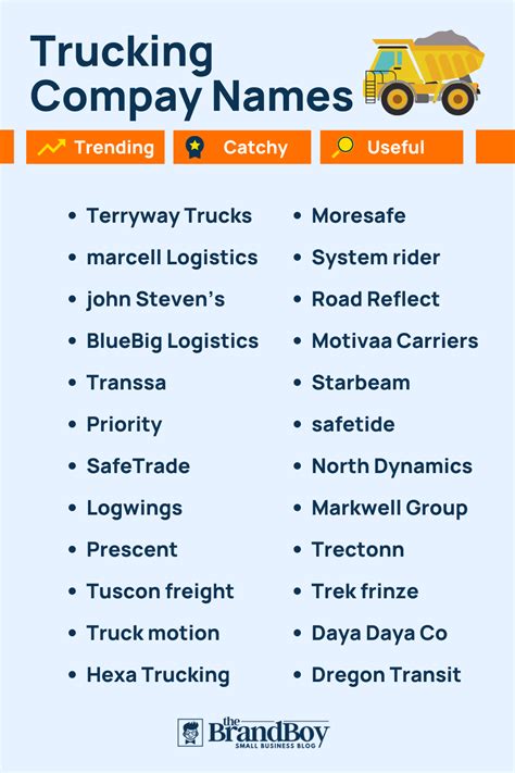 Best Trucking Business Name Ideas