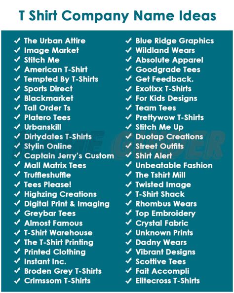 Best Tshirt Printing Business Name Ideas