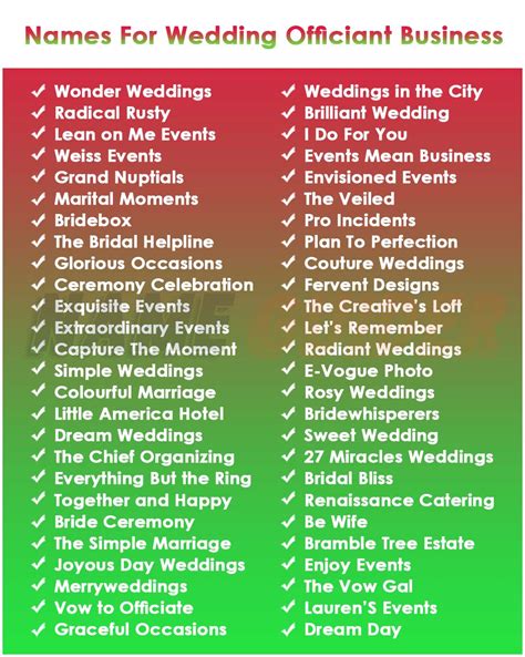 Creative Wedding Officiant Business Names Ideas